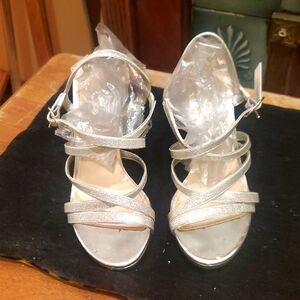 K MILLER Silver Strappy Sandals Size 8.5